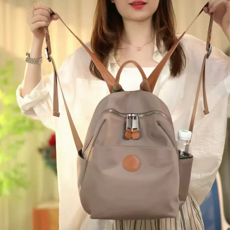 Women's Backpacks Designer High Quality Soft Nylon Simple Fashion Bag(Grey)